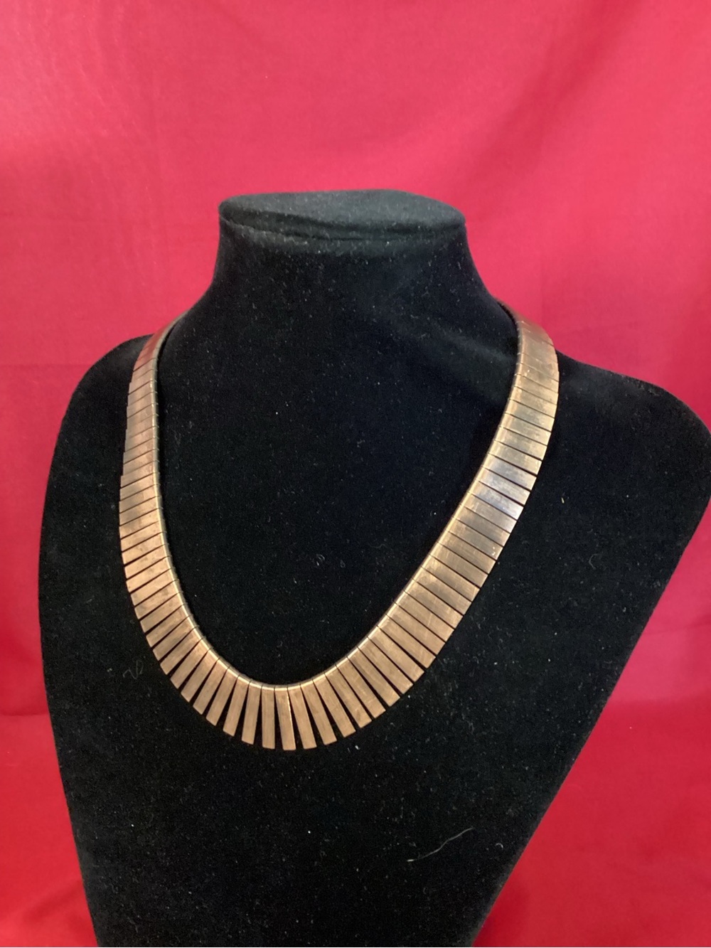 Copper-Tone Ribbed Collar Necklace